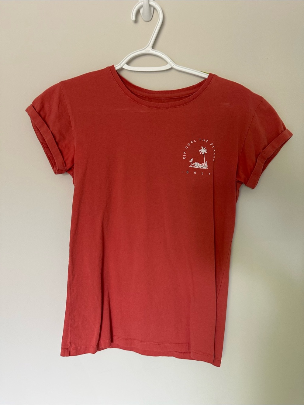 Rip Curl Red Graphic Tee with Palm Print